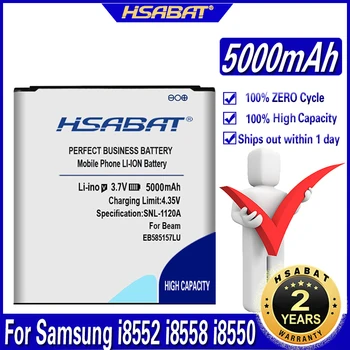 HSABAT 100% Nuevo EB585157LU 5000mAh Batería Para Samsung Galaxy beam Win i8552 i8558 i8550 i869 i8530 E500 GT-I8530 i437 G3589