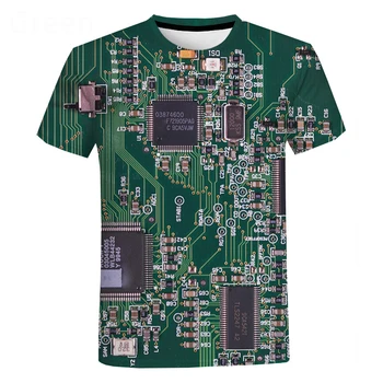2023 Chip Electrónico Camiseta de los Hombres de las Mujeres en 3D de la Máquina de Impresión de camisetas Harajuku Verano Camiseta de Manga Corta Tops