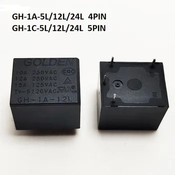 5PCS de ORO Relés de GH-1A-5L GH-1A-12L GH-1A-24L GH-1C-5L GH-1C-12L GH-1C-24L 4/5PIN 10A 250VAC 5VDC 12VDC 24VDC Relé de Potencia