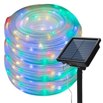50/100 Led Luces de la noche al aire libre Solar Impermeable de la Cuerda del Tubo Garland Accionado Solar de la Cuerda del Tubo de la Cadena de Decoración de Fiesta de la Boda
