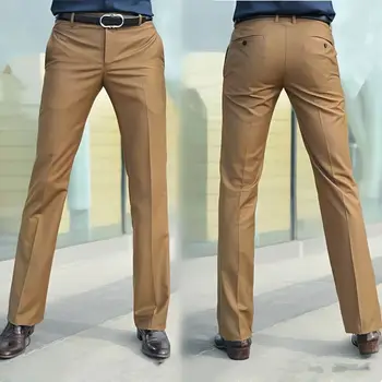 2023 hombre Primavera Otoño Negocio de la Moda Casual Color Sólido Pantalones Largos Pantalón del Traje Masculino Elástica Recta Pantalones Formales H10