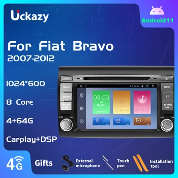 Uckazy 2 Din Android 11 de la Radio del Coche Reproductor de DVD Para Fiat/Bravo 2007 2008 2009 20102011 2012 Multimedia GPS de navegación Estéreo de Audio de la Unidad principal Carplay de 4 gb 8 Core IPS Wifi DSP