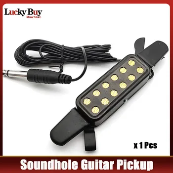 12-agujero de la Guitarra Acústica Agujero de Sonido Pickup Magnético Transductor con el Volumen del Tono de Controlador de Audio Cable de Guitarra de Partes y Accesorios