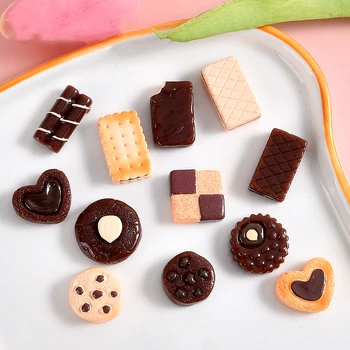 Galletas de Chocolate en Miniatura Adornos Simulada de los Alimentos de la Decoración de Resina Material de la caja del Teléfono Refrigerador de BRICOLAJE Accesorios