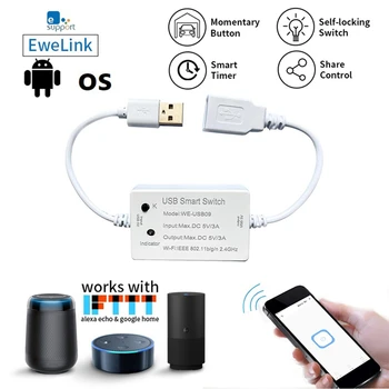 Ewelink Smart Switch WIFI Controlador Universal Interruptor Temporizador de Vida Inteligente Para USB Aparatos Para Alexa principal de Google, 1PCS