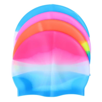 1 Pc Unisex arco iris de colores Impermeable de Silicona, de Pelo Largo la Protección de Natación de la Piscina Gorro de baño trajes de baño de Sombreros para Adultos