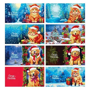 8 Pcs/lote de Navidad Tarjeta de Felicitación DIY Joya de la Pintura Bendición de Navidad Tarjetas de Felicitación de la Envolvente de Año Nuevo, Postal de la Tarjeta de Regalo de Navidad