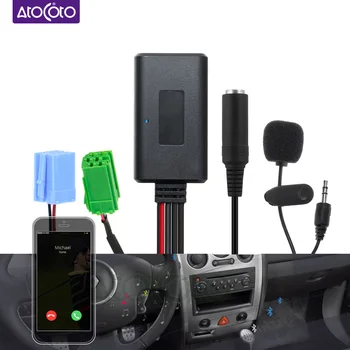 Bluetooth 5.0 Micrófono del Kit de Coche manos libres 8 6 Pin MINI ISO Enchufe el Adaptador de Cable para Renault Updatelist Radio Estéreo de Audio AUX in