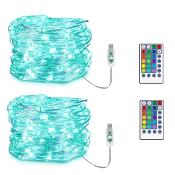 USB de 16 Colores de Hadas Cadena de Luces de varios Colores de Luces de Navidad Remoto 33pies 100 Leds Impermeable Brillo de las Luces de 2Pack