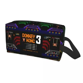 Digital Donkey Kong Bolsa de Maquillaje para Mujeres de Viaje Cosméticos Organizador Lindo Juego de Arcade Collage de Almacenamiento de Bolsas de Aseo