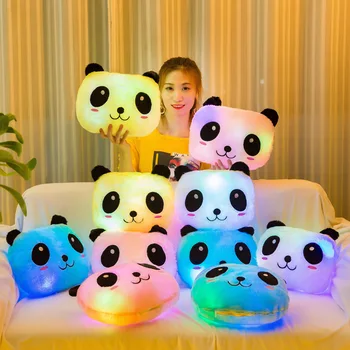35CM de Juguetes Creativos Resplandor Almohada de Felpa Suave Brillante Colorido Panda Cojín de Luces LED Juguetes el Día de san Valentín Regalos