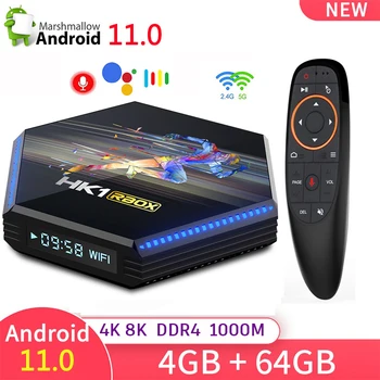 Smart TV BOX Android 11 HK1 RBOX R2 4 GB DDR4 32GB 64GB 3D 1080P 4K 8K BT HD 1000M 2.4/5G Dual Wifi Media Player Set Top Box