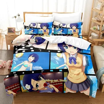 Esperando en el Verano de ropa de dibujos animados de Anime juego de tres piezas Adulto Niño Dormitorio Duvetcover Conjuntos Kawaii Niñas gemelas de ropa