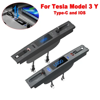 Coche USB de Derivación a centro De Tesla Model 3 Y Accesorios 27W PD USB de Carga Rápida de la Estación de Acoplamiento de la Consola central que Tipo de Adaptador-C