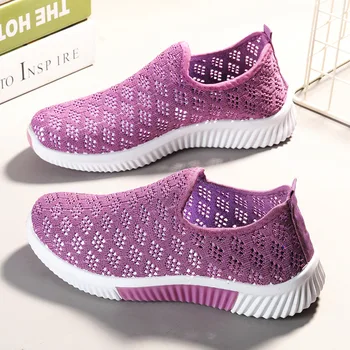 2023 Nuevo Verano Coreano Malla Cómodos Zapatos De Las Mujeres Transpirable Hueco De Deportes De Caminar Zapatillas De Deporte Casuales Planas De Las Señoras De Sólidos Zapatos