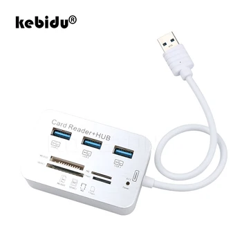 kebidu Micro Hub USB 3.0 de Combo de los 3 Puertos de la Tarjeta de Alta Velocidad Lector de Multi USB Divisor Combo Todo En Uno para PC y Accesorios para el Ordenador
