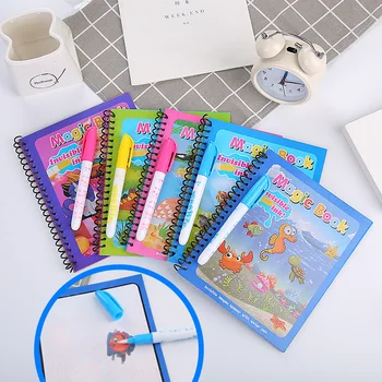 Agua mágica cuaderno de Dibujo a los Niños a Pintar el Dibujo de Juguetes Reutilizables Libros para Colorear Sensorial Temprana Educación Juguetes para Bebé Niños
