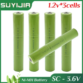 3.6 V 3 Células de 3000mAh SC Reemplazable Batería Ni-MH para la Auto-installatio Taladro Eléctrico Destornillador Herramienta eléctrica con las Pestañas de Soldadura