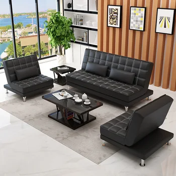 Muebles de oficina con sofá, mesa de café de la combinación de negocios, recepción sofá moderno de huéspedes de tres en el asiento de la oficina de sofá
