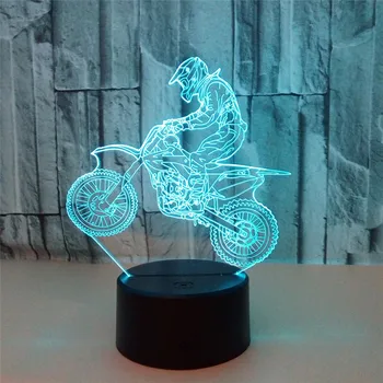 3D de la Lámpara de Noche LED Luz Piloto de la Motocicleta de la Figura de Acción 7 Colores TouchTable Decoración Luz de Ilusión Óptica