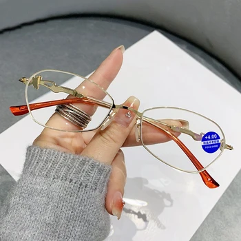 Anti azul gafas de presbicia 2023 Nuevo tipo de lectura de los periódicos y de gafas para los ancianos de Metal presbicia y lentes de marco Completo