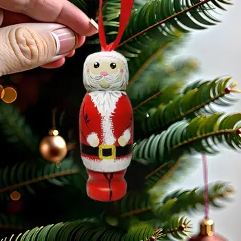 De Madera de estilo rústico Adorno de Navidad Multifuncional Eco-friendly de Madera de Árbol de Navidad Decoraciones 3d Divertido Colgante de Santa