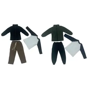 3x 1/6 de los Hombres Chaqueta de Lana y Camiseta de los Pantalones en Miniatura de la Ropa del Traje de 12 pulgadas Figuras de arriba del Vestido de la Muñeca de Modelo de los Accesorios