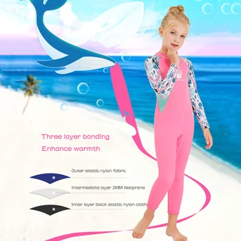 Niños Niñas Niños Traje de neopreno de 2,5 MM de Neopreno Traje de baño de Mantener Caliente el Surf Medusas Ropa de Protección UV con Cremallera Trasera para los Deportes de Agua