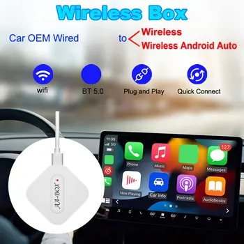Carplay Android Auto Adaptador de Cableado A Inalámbrico Mini AI Cuadro 5.0 G Bluetooth compatible con 5.0 Plug and Play para el Coche con Cable Carplay