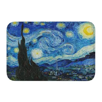Personalizado De Vincent Van Gogh Noche Estrellada Felpudo Antideslizante De Recepción De La Entrada Del Baño Del Piso Estera De Puerta De Pintura Al Óleo Arte Aseo De Alfombras Y Tapetes