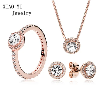XIAOYI 2023 Verano Nueva ronda de circón anillo aretes collar de alta calidad parte la joyería suave Senior de la boda de la mujer Adecuada