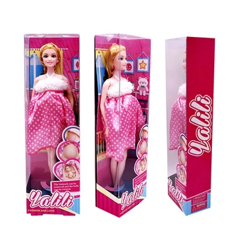 La moda de Muñecas de la Familia Accesorios =1 Embarazadas Muñeca de Barbie +1 Baby doll+1 Vestido +1 Bonita Caja de Regalo de Cumpleaños de Presentar a los Niños los Juguetes
