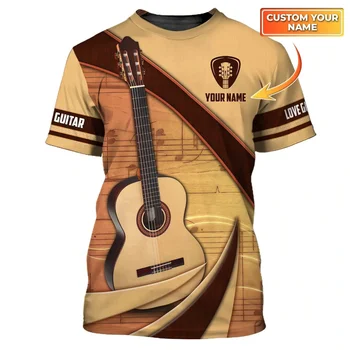 La guitarra de la Impresión en 3D Camiseta de Hombre de Verano O-Cuello de Manga Corta de gran tamaño Superior Casual Camiseta Suelta Streetwear Harajaku
