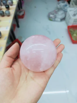 70 mm Natural ágata esfera de Cristal y cuarzo rosa de la piedra preciosa bola de sanación Reiki 2pcs