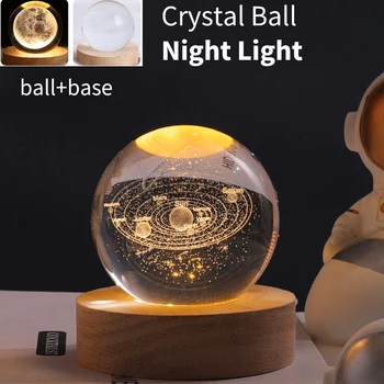 Bola de cristal de la Noche, las Luces Brillantes Planeta de la Galaxia Astronauta Planeta de 3D de la Luna de la Lámpara de la Atmósfera de la Lámpara de la Decoración del Hogar de Navidad Regalo de la Lámpara