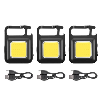 3Pcs Mini Linterna de LED USB Portátil Recargable de la Luz de Trabajo Brillante de Llavero de la Luz Pequeñas Linternas de Bolsillo Para al aire libre