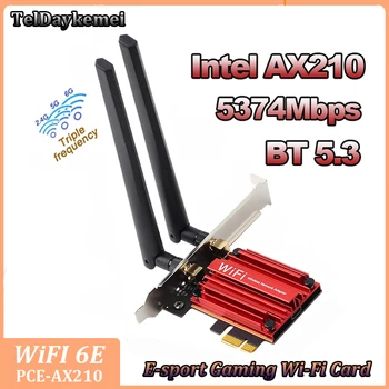 WIFI 6E Bluetooth 5.3 Intel AX210 PCIE del Adaptador Wifi 5374Mbps Tri banda Inalámbrica de WifI de la 6 de la Tarjeta de Red de Windows 10 11For PC