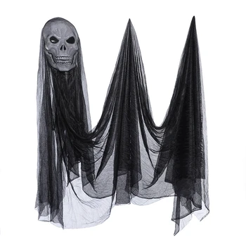 1 PC de Halloween Colgando Esqueleto Fantasma Decoraciones al aire libre de Interior de la Parte de la Barra de Miedo Puntales de Plástico Negro