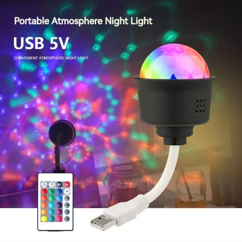 USB de 7 Colores LED Mini Atmósfera de Luz DJ Partido Festivo de la Navidad de la Decoración de la Proyección de la Bola Mágica luz de las Estrellas