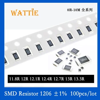 Resistor SMD 1206 1% 11.8 R 12R 12.1 12.4 R R 12.7 R 13R 13.3 R 100PCS/lot chip resistencias de 1/4W 3.2 mm*1.6 mm