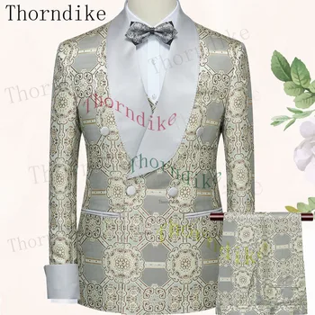 Thorndike 2023 Hombres de la Moda Casual Boutique de Negocios de la Boda el Novio Vestido de Blazers, Pantalones de la Chaqueta de Traje de Abrigo Pantalones Chaleco de 3 Pcs /