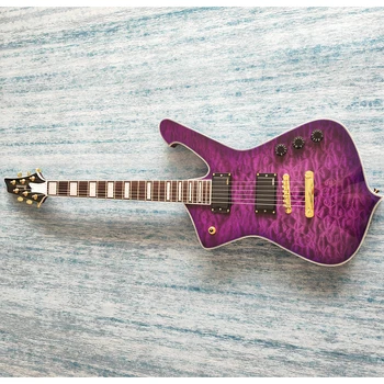 Especial-en forma de Guitarra Eléctrica, Púrpura Iceman Acolchado de madera de arce de Guitarra,EMG pickups，accesorios de Oro