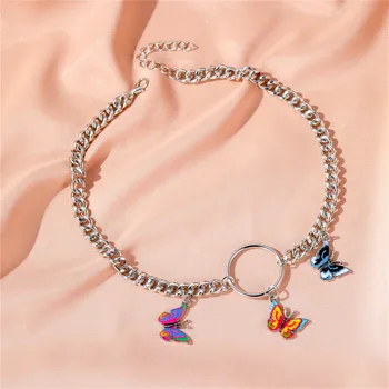 Tres Colores de la Mariposa Collar de Y2K las Mujeres de la Moda de la Joyería del Collar de las Señoras Colgante de Collar de Regalo de Grueso Collar de Cadena de la Joyería