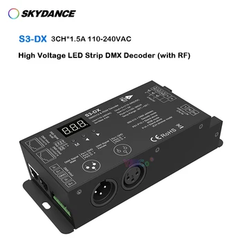 Skydance de Alta Tensión de la Tira del LED DMX Decodificador 110V-220V AC 3CH*1,5 a 4 PWM señal DMX controlador de 2.4 G RF RGB de la luz de control remoto.
