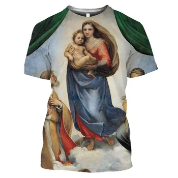 La Virgen de Guadalupe María Católica T-camisas de la Impresión 3D Retro Camiseta de los Hombres de Verano de Manga Corta de Secado Rápido Ropa de gran tamaño de la Ropa