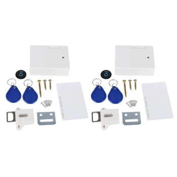 2X Electrónica RFID Bloqueo de Gabinete de BRICOLAJE Para Cajón de Madera del Gabinete, Listo Para el Uso y Programable(Blanco)