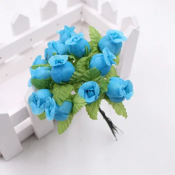 12 Cabezas de Rosa Artificial Flores de Plástico Sucursal Ramo de flores Para la Casa de la Fiesta de la Boda Decoración DIY Corona de la Caja de Regalo Decoración de la Flor