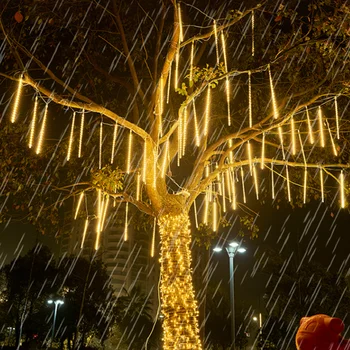 32/24/16/8 Tubos lluvia de Meteoros LED Cadena de Luces de Hadas de la Decoración del Jardín al aire libre de la Decoración del Árbol de Navidad de la Calle de la Guirnalda de la Lámpara de 2024