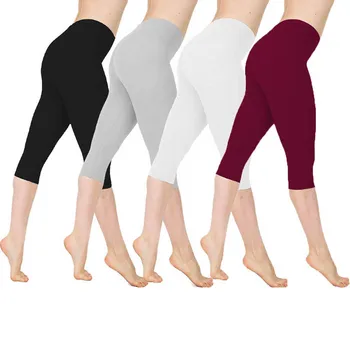 3/4 Pantalones de Yoga de las Mujeres de la Pantorrilla de la longitud de los Pantalones Capri Pantalón de Deporte de las Polainas de las Mujeres de la Aptitud de la Yoga del Gimnasio de Cintura Alta Leggins Negro Envío de la Gota
