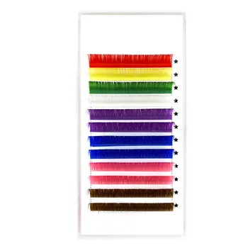 Mezcla de colores Pestañas Cosplay maquillaje Suave de Alta Calidad Natural Sintética de Visón arco iris de extensión de Pestañas